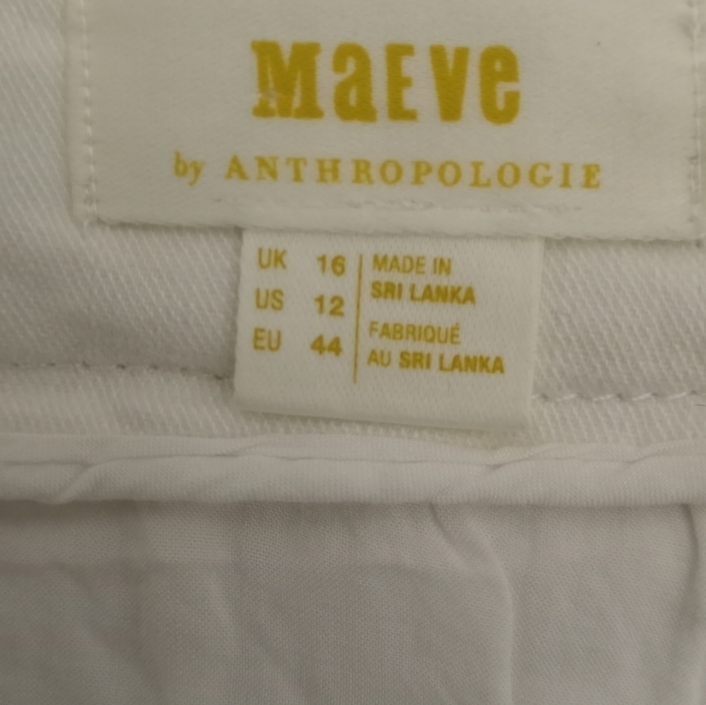 Maeve by Anthropologie Ivory High-Rise Wide-Leg Pleated Pants Size 12 - Picture 4 of 15